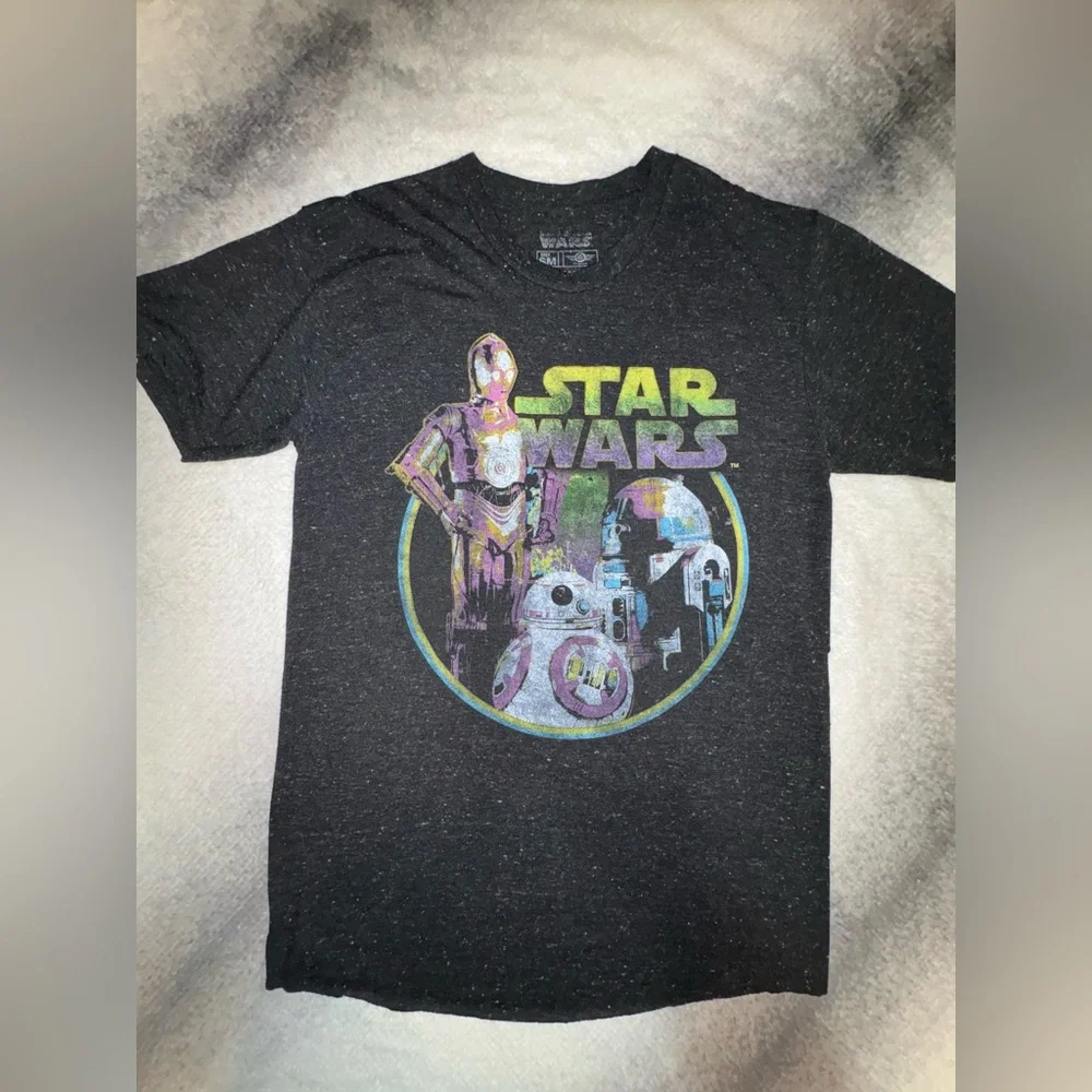 Star Wars Men’s Charcoal Gray‎ Episode Neon T-Shirt Small S